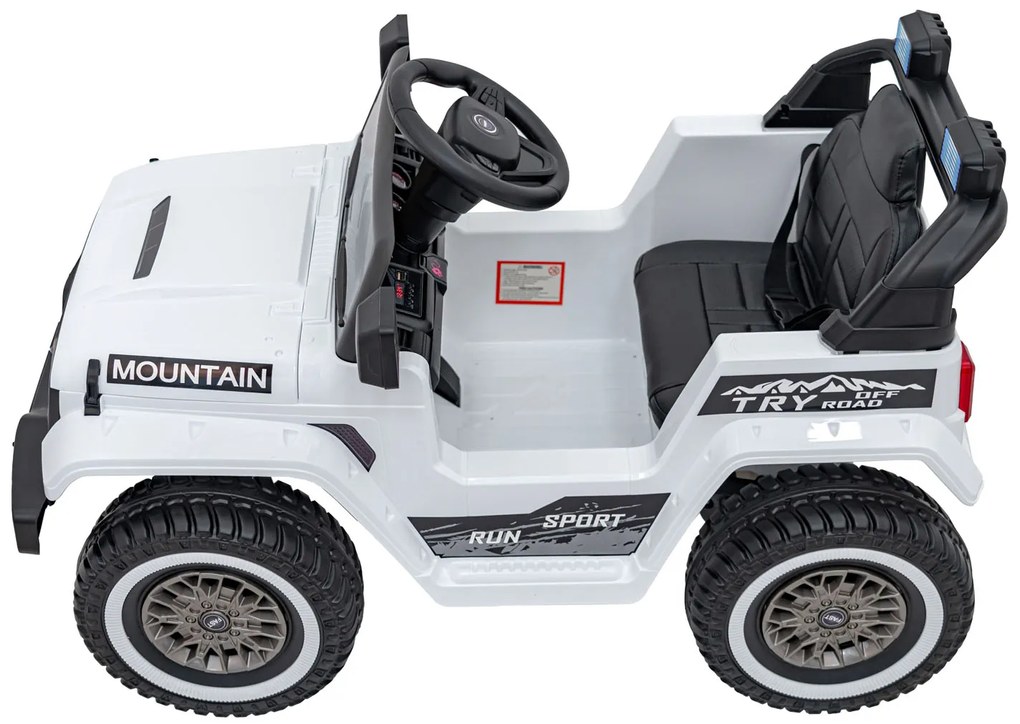 Carro elétrico para Crianças Off Road MOUNTAIN 12V Rodas Espuma EVA, Assento Couro ecológico Branco