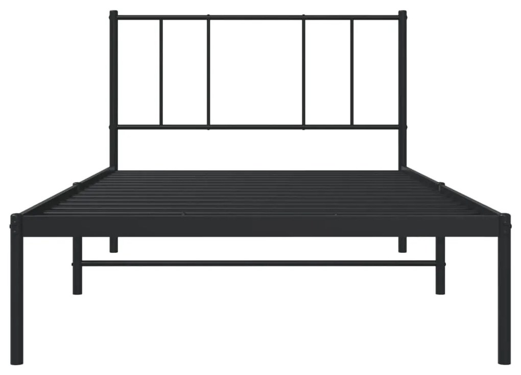 Estrutura de cama com cabeceira 107x203 cm metal preto