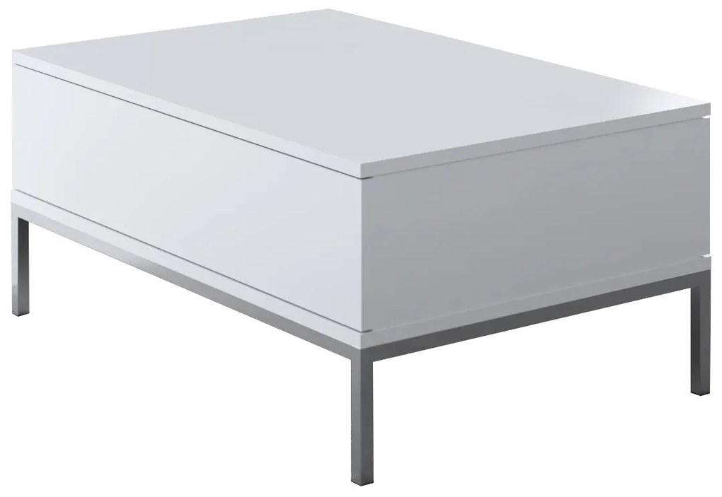 Mesa de Centro Lord – Branco/Prateado – 90x40x60 cm