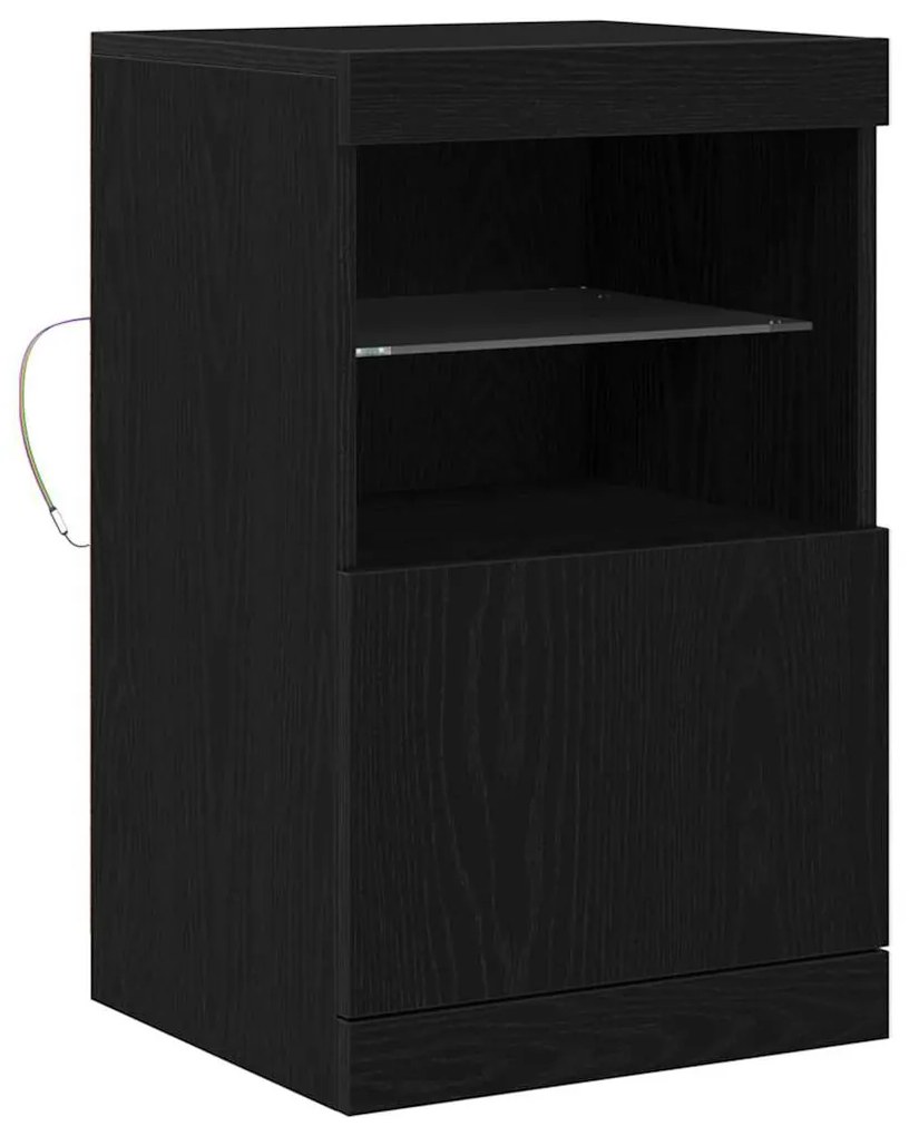 Buffet vidaXL com Luzes LED Carvalho Preto 41x37x67 cm