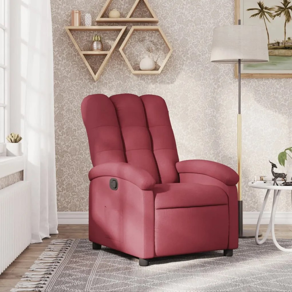 vidaXL Poltrona reclinável tecido vermelho tinto