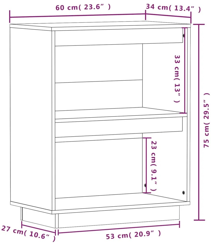 Armário consola 60x34x75 cm pinho maciço branco