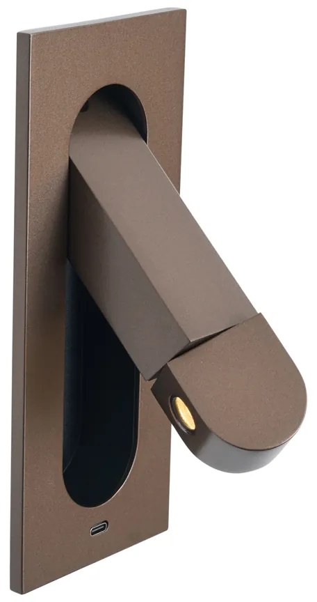 Candeeiro de Parede Moderno Bronze Escuro Incl. LED e Porta USB-C - Hilton