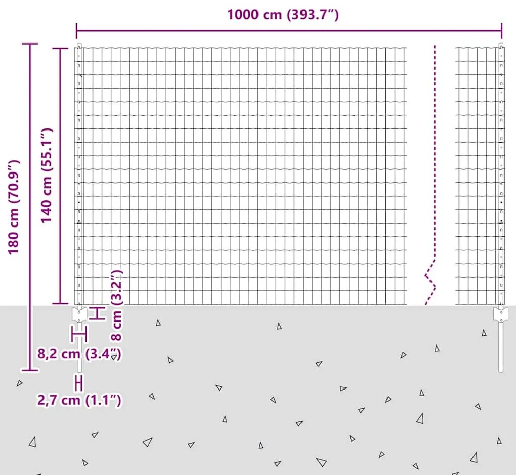 Cerca Euro com 10 Postes Cinza 1,4x10 m Aço