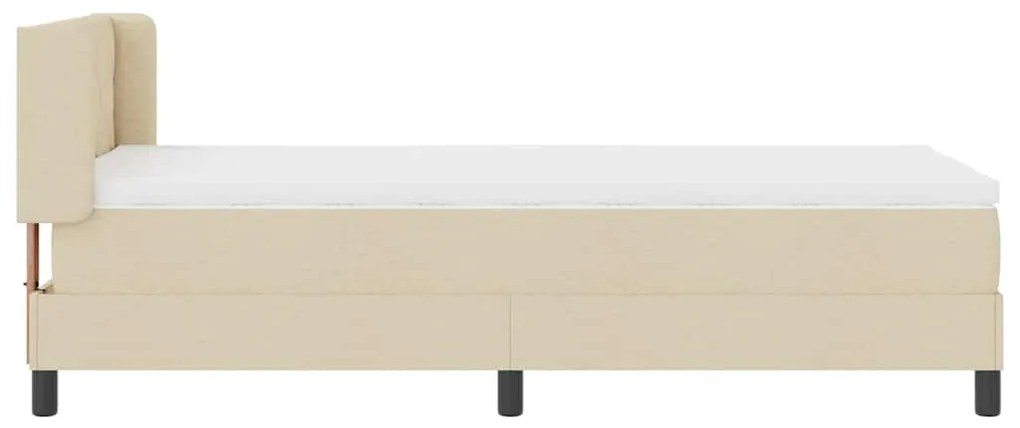 Cama Box com Colchão - Creme, 100 x 200 cm, Tecido