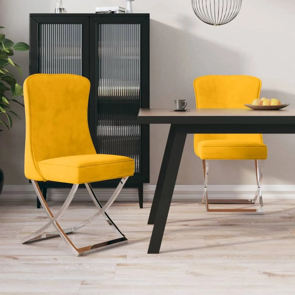 vidaXL Cadeiras de jantar 2 pcs veludo amarelo mostarda