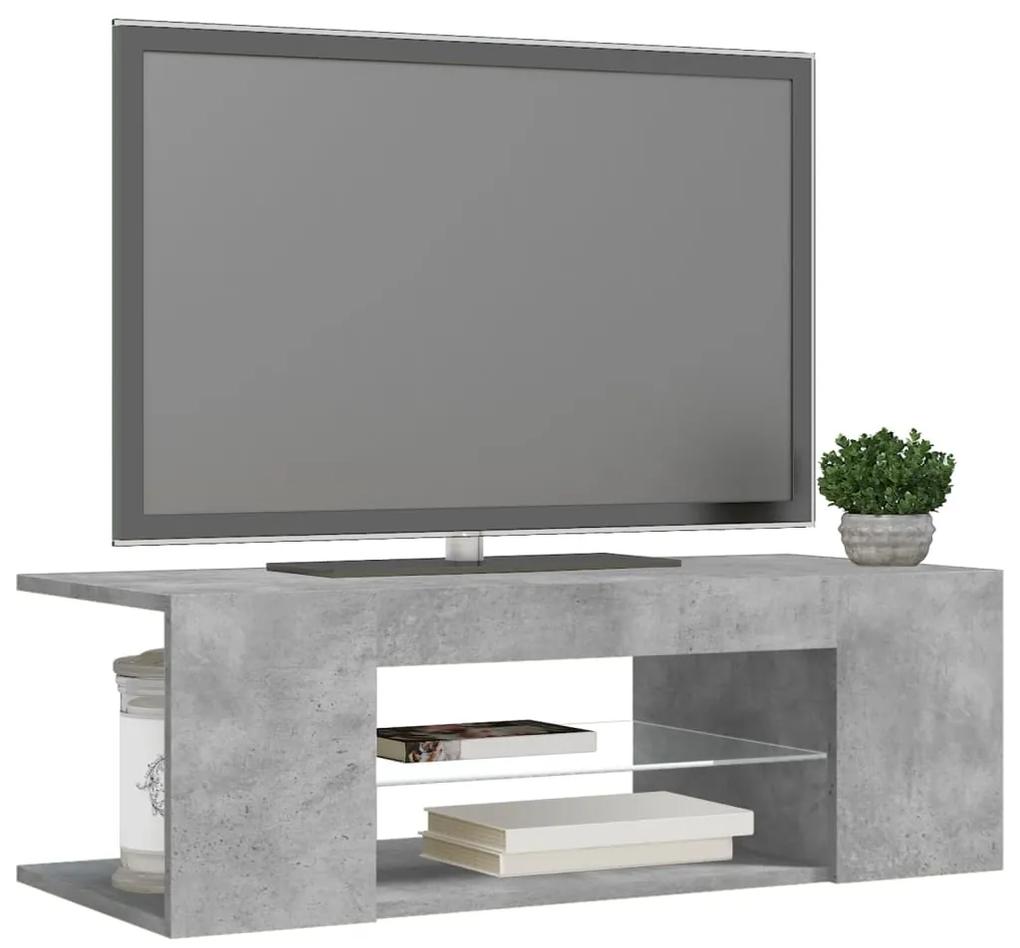 Móvel de TV com luzes LED 90x39x30 cm cinzento cimento