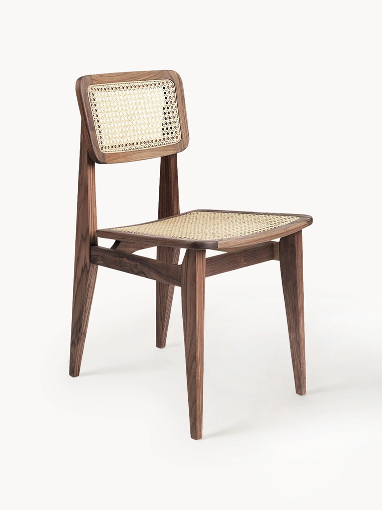 Walnut Wood Chair C-chair with Viennese Wickerwork