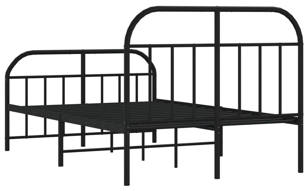 Estrutura de cama com cabeceira e pés 120x200 cm metal preto