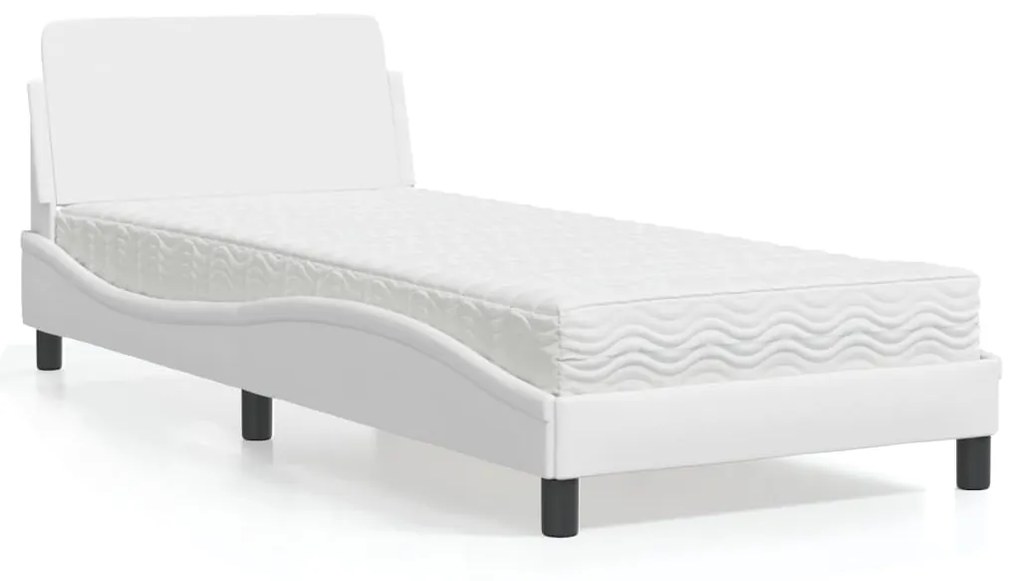 Cama com colchão 80x200 cm couro artificial branco