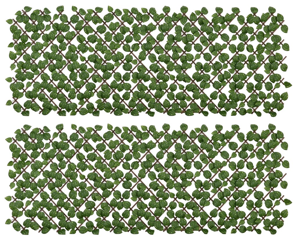 Outsunny Vedação Artificial Rolo 2x1 m 2 Peças Privacidade Jardim Extensível Proteção UV Resistente Verde | Aosom Portugal