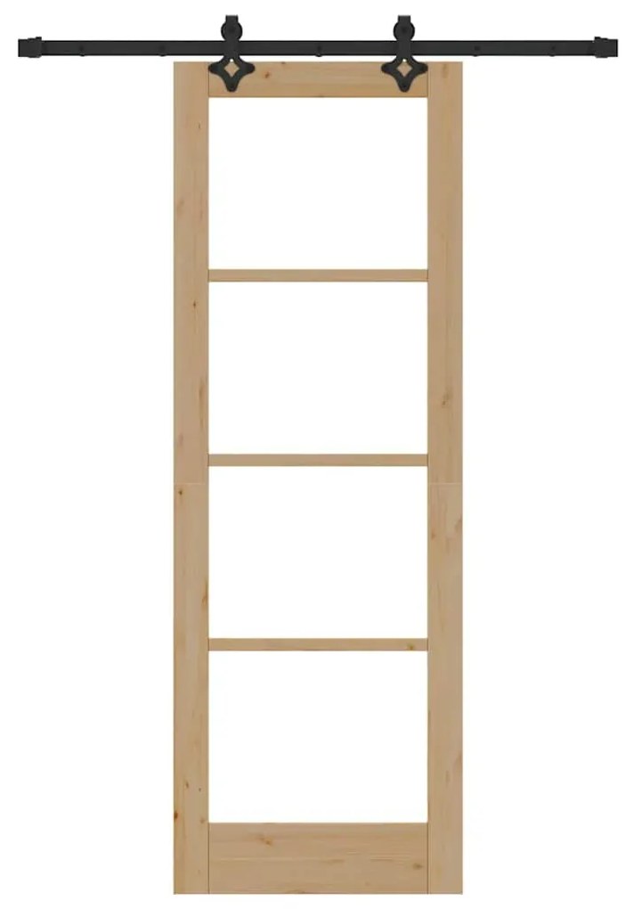 Conjunto de Porta Deslizante vidaXL 73.5x211 cm Madeira Maciça de Pinh
