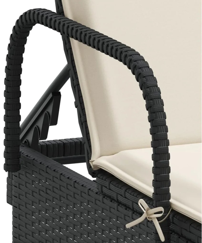 Espreguiçadeiras com almofadões 2 pcs vime PE preto
