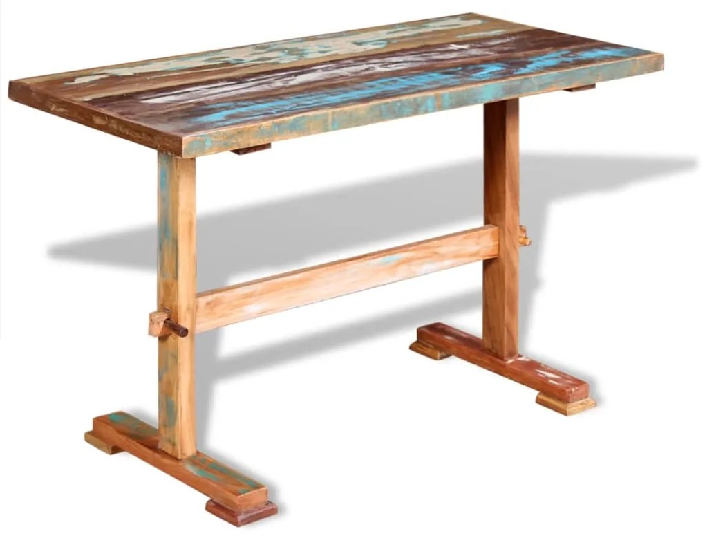 vidaXL Mesa de jantar pedestal 120x58x78 cm madeira recuperada maciça