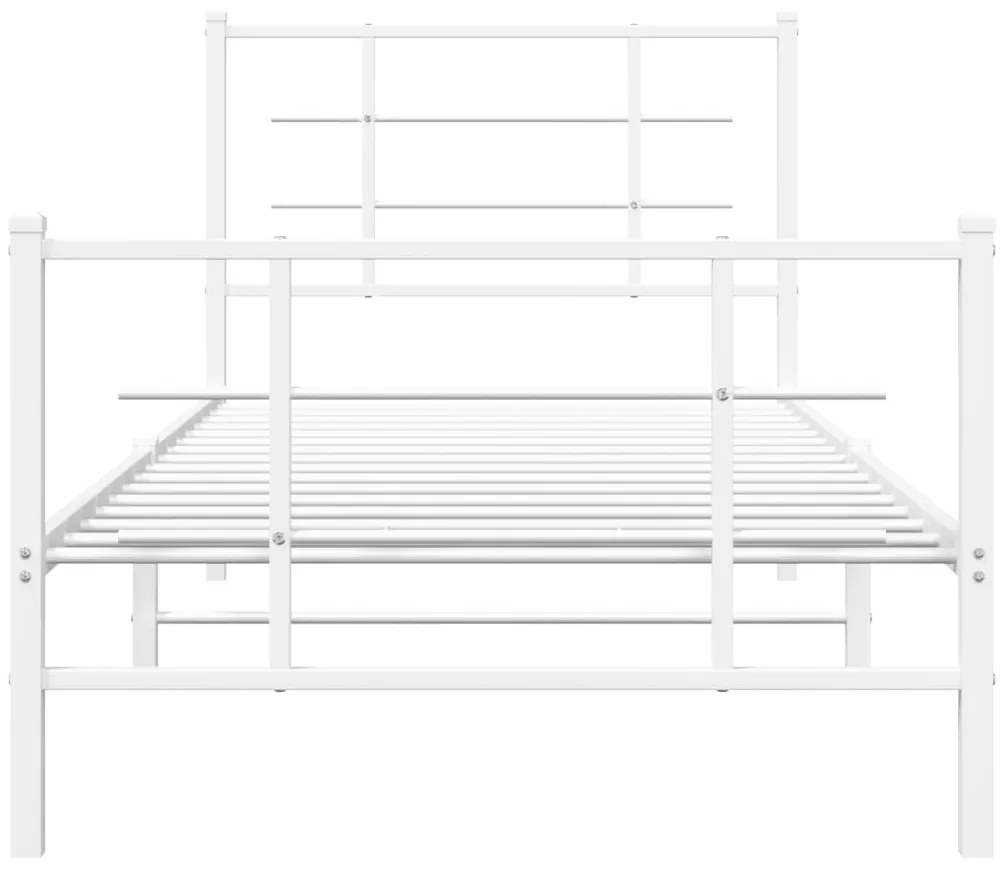 Estrutura de cama com cabeceira e pés 90x190 cm metal branco