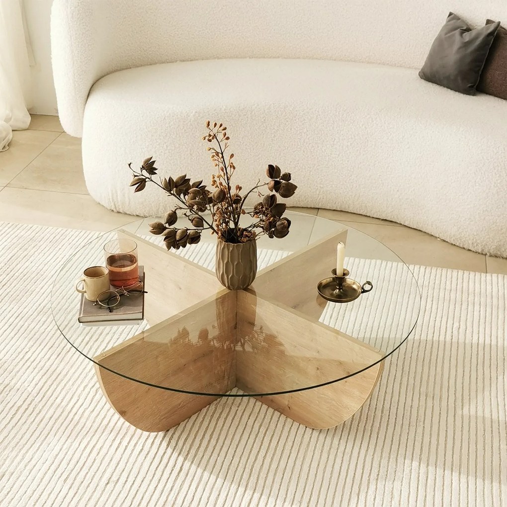 Mesa de Café Lily - Carvalho Safira - 90x30x90 cm