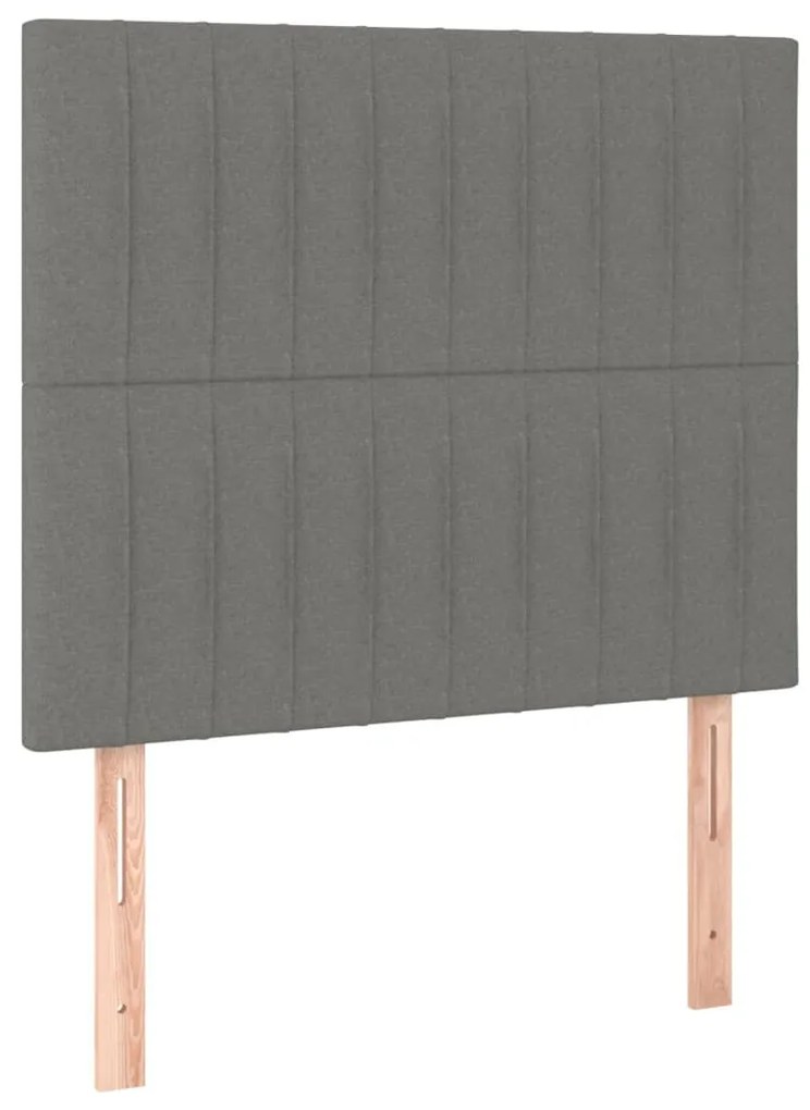 Cabeceira de cama c/ LED tecido 90x5x118/128 cm cinza-escuro