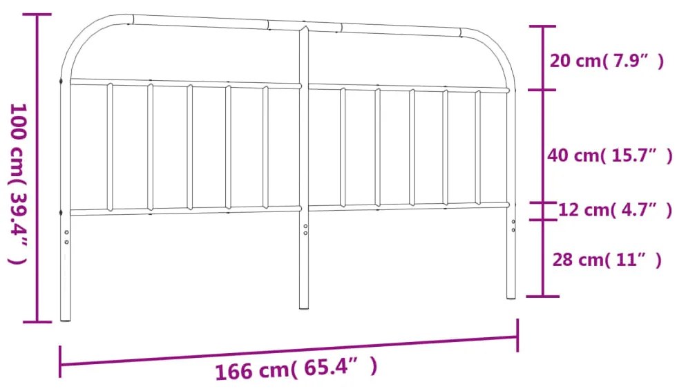 Cabeceira de cama 160 cm metal preto