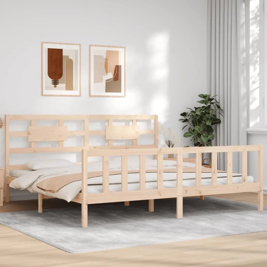 Cama sem colchão 200x200 cm madeira de pinho maciça