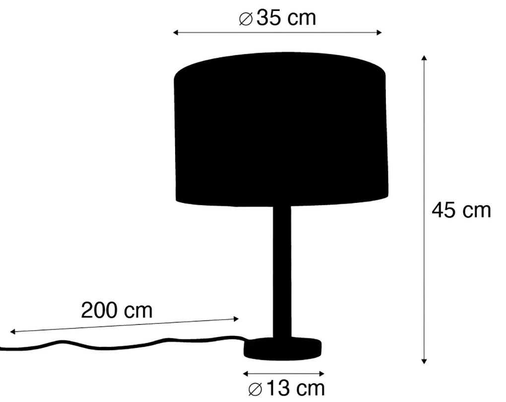 Candeeiro de Mesa Madeira com Abajur de Veludo Taupe 35cm - Mels Rústico ,Clássico / Antigo