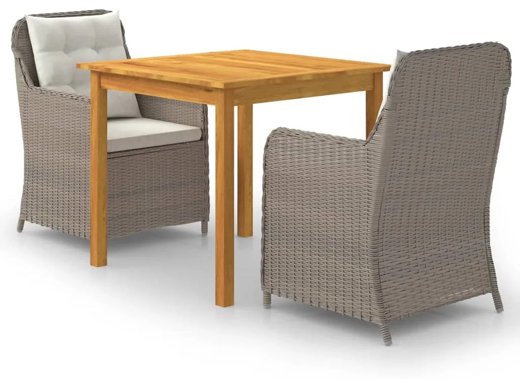 vidaXL 3 pcs conjunto de jantar para jardim castanho