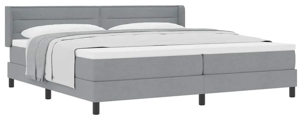 Cama Box com Colchão - Cinza Claro - 200 x 200 cm - Tecido