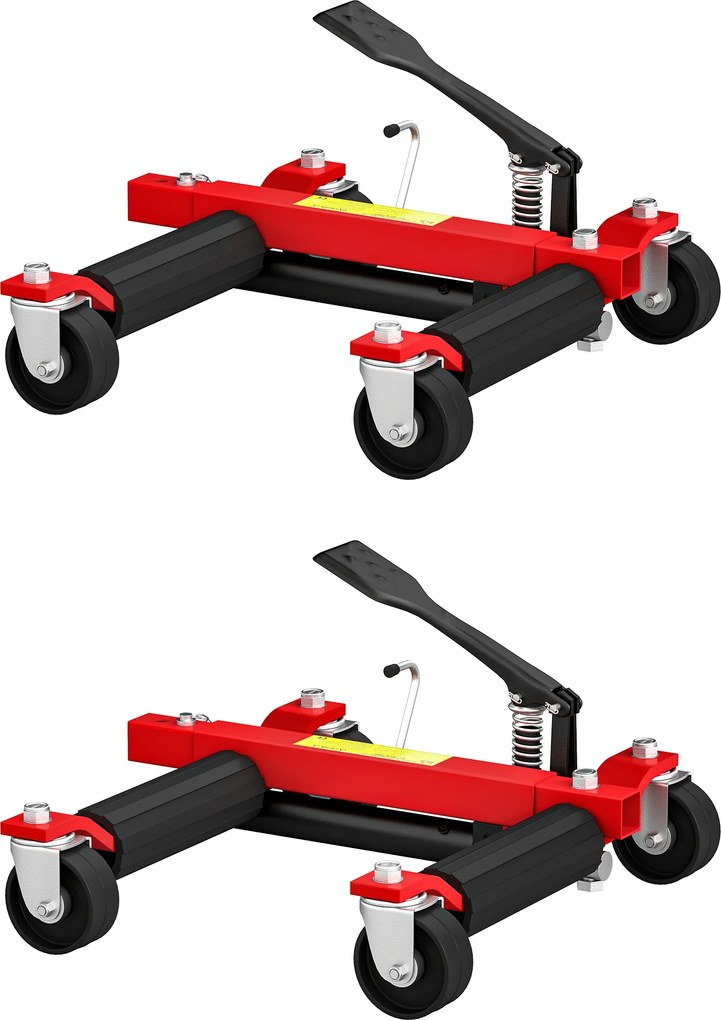 Conjunto de 2 Carrinhos de Movimentação de Veículos, 56 x 54 x 19,5 cm, Capacidade de 680 kg, Preto