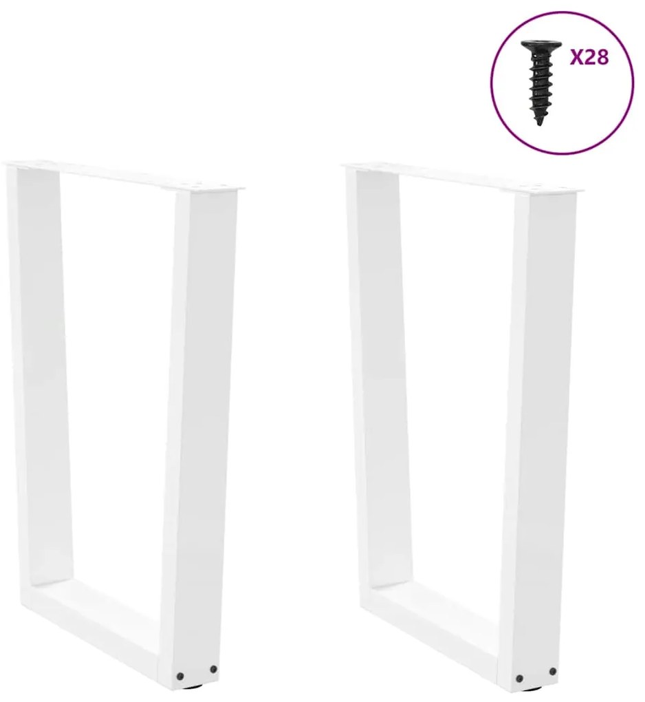 Mesa de jantar pernas 2pcs forma de V 70x(72-73,3)cm aço branco