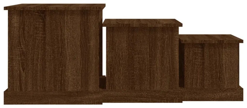 Mesas de centro 3 pcs derivados de madeira carvalho castanho