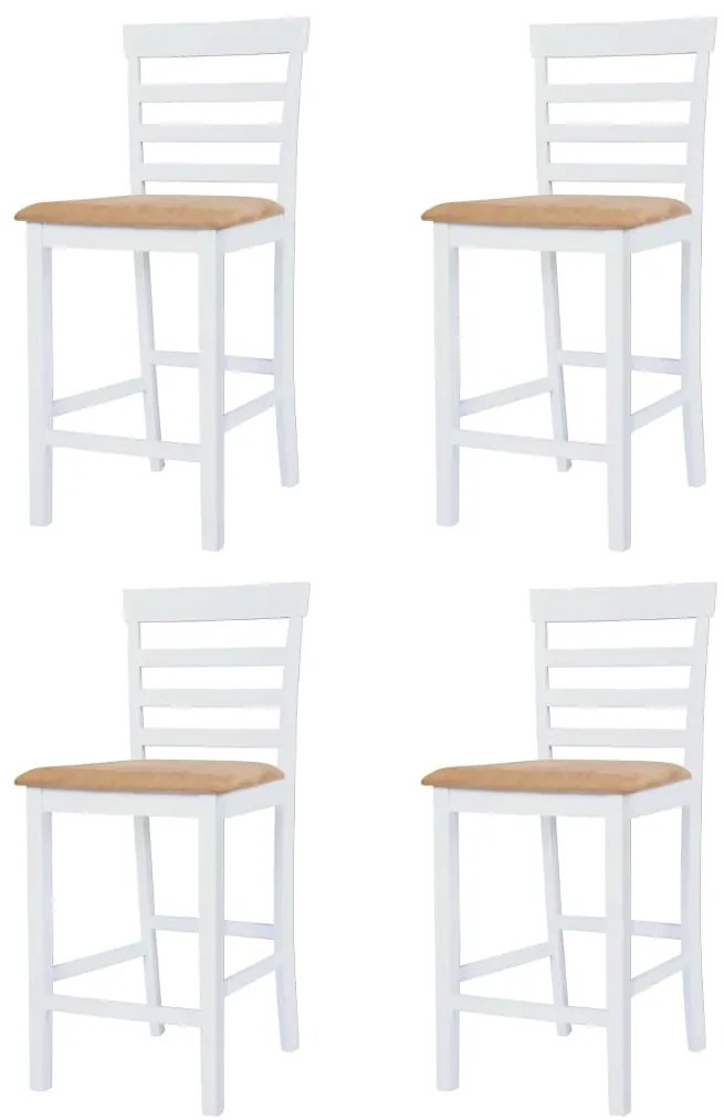 Mesa e cadeiras de bar 5 pcs madeira maciça castanho e branco