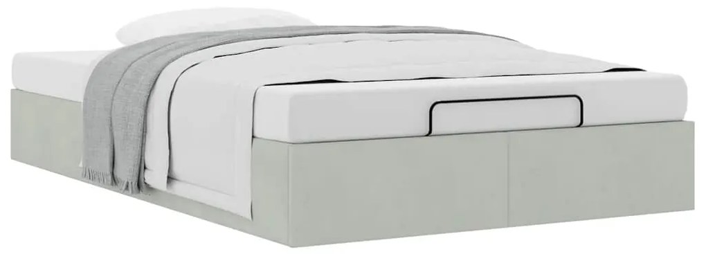 Otomano Bed Frame No Colchão Cinzento Claro 120x200 cm Veludo