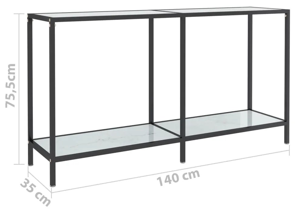 Mesa consola branco 140x35x75,5 cm vidro temperado