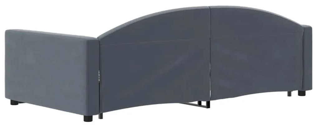Sofá-cama c/ gavetão e gavetas 90x200 cm veludo cinzento-escuro
