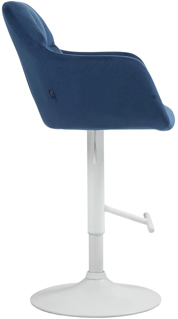Banco de bar Natoma em veludo com estrutura branca 97-118 x 57 x 59 cm Azul