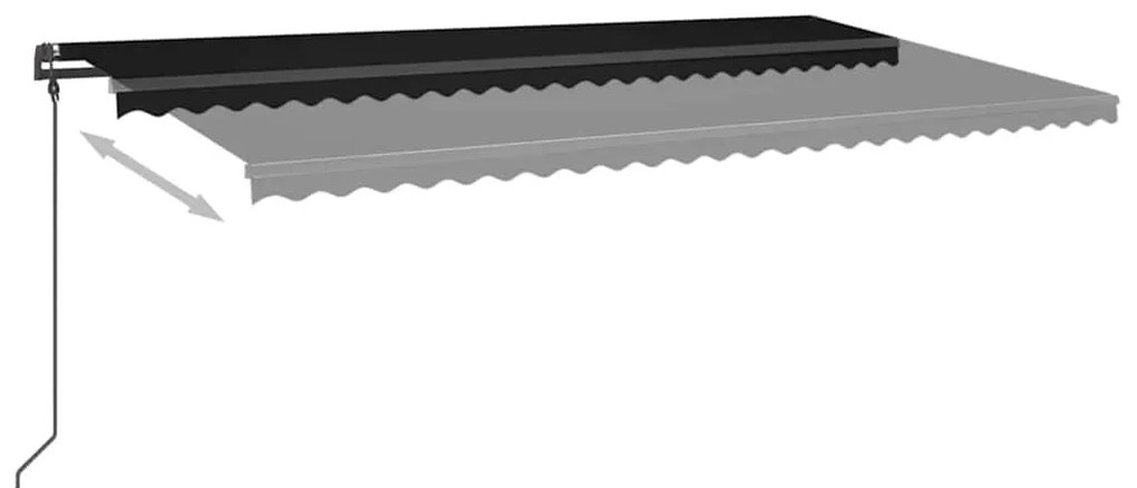 Toldo automático com LED e sensor de vento 6x3 m antracite