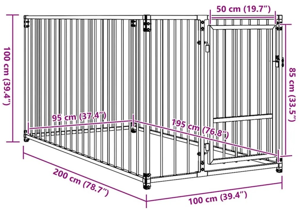 Canil de exterior 100x200x100 cm