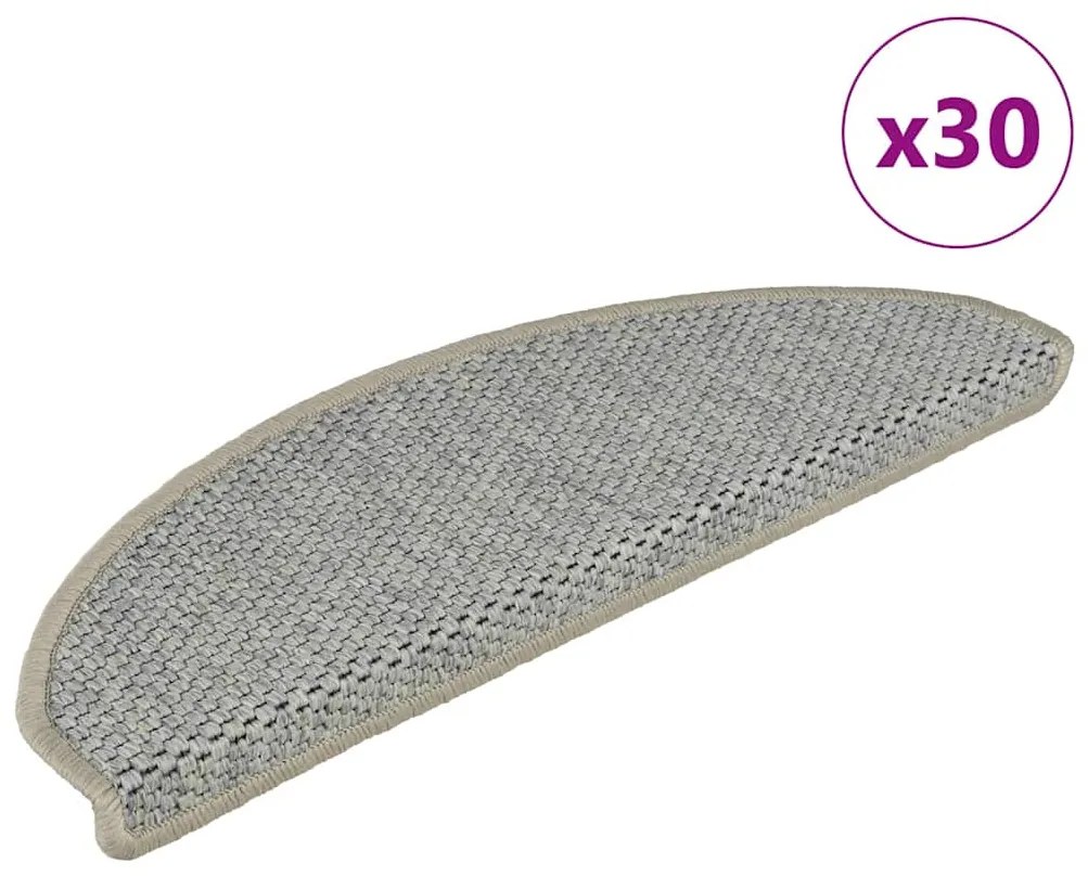 vidaXL Tapetes escada adesivos aspeto sisal 30 pcs verde-claro