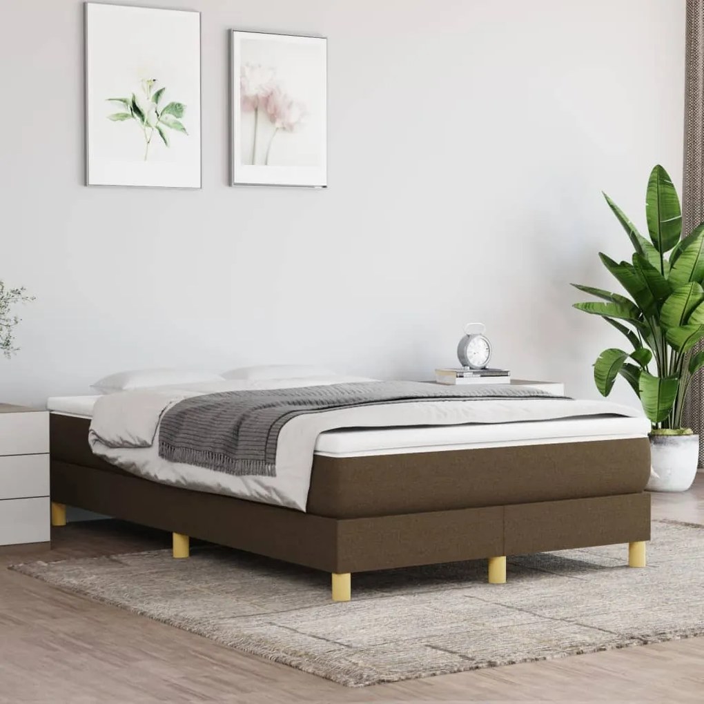 Cama boxspring com colchão 120x190 cm tecido castanho-escuro