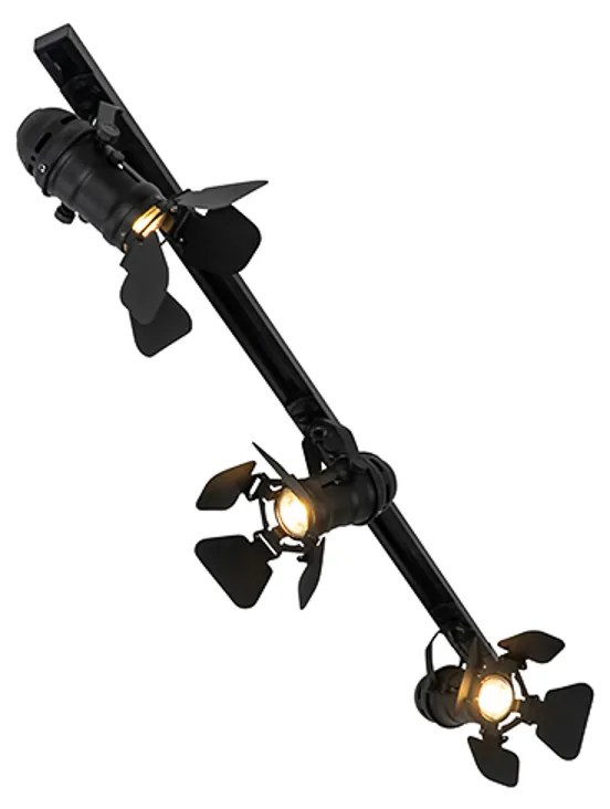 LED Sistema de calhas inteligente preto 3 luzes incl. Wi-Fi GU10 - Movie Moderno