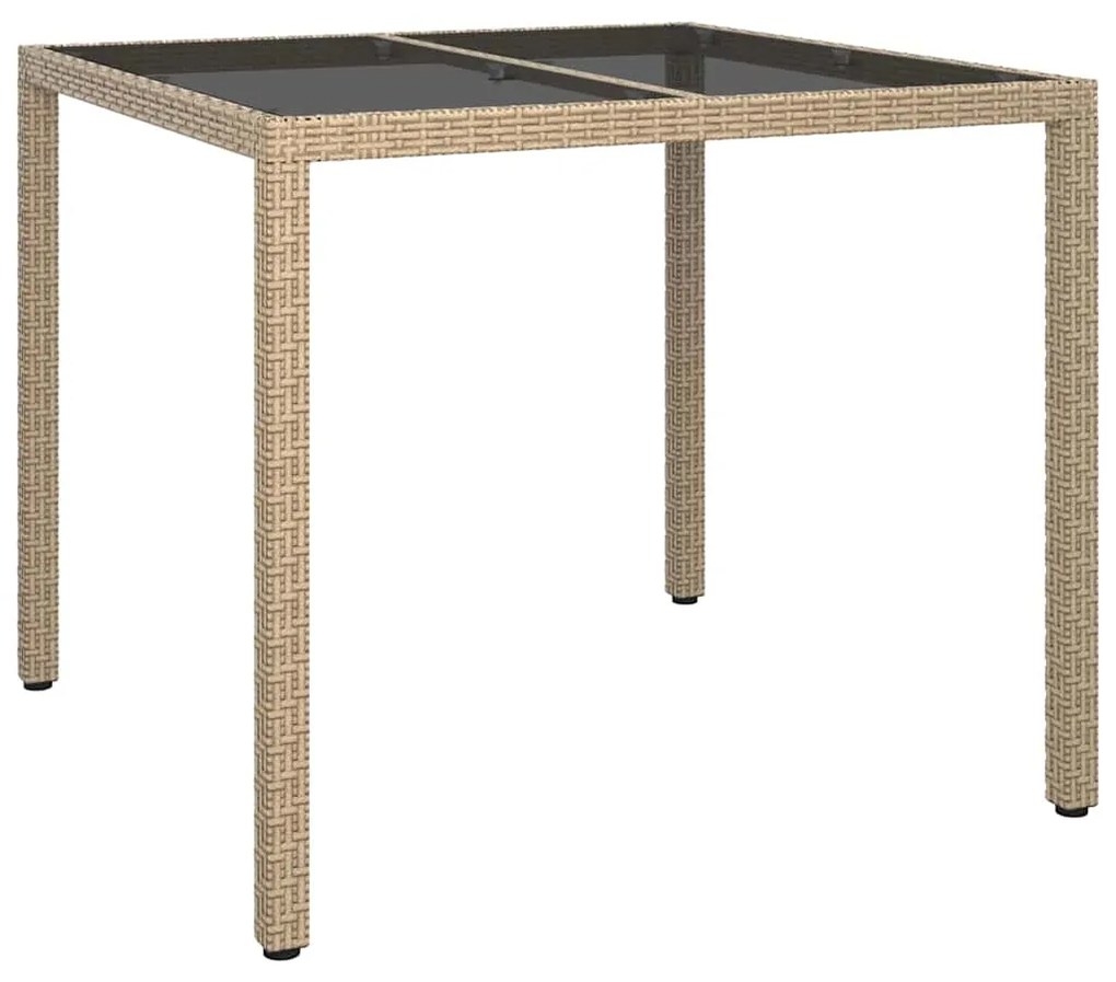 Mesa de Jantar de Jardim Bege 90x90x75 cm Rattan Poli