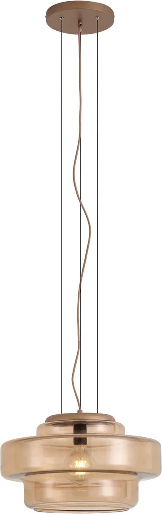 Candeeiro Suspenso Retro Bronze Escuro com Vidro Âmbar - Barb