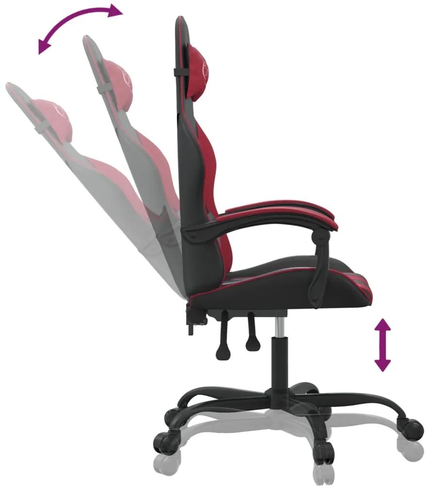 Cadeira gaming giratória couro artificial preto/vermelho tinto