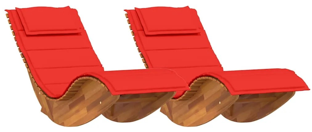 Espreguiçadeiras de Balanço com Almofadas 2 pcs Madeira Sólida Acácia