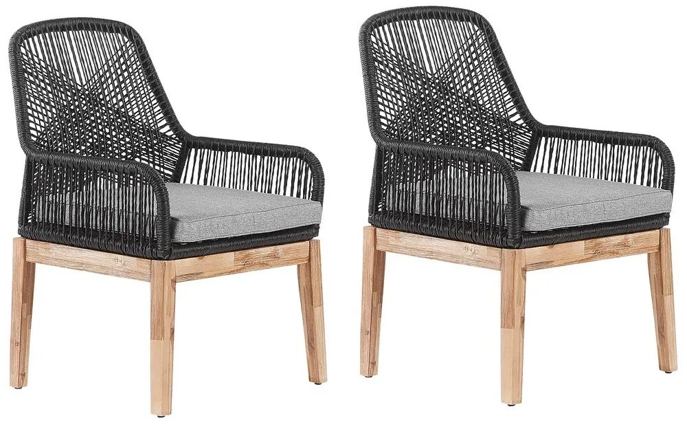 Conjunto de 2 cadeiras de jardim pretas e castanhas OLBIA Beliani