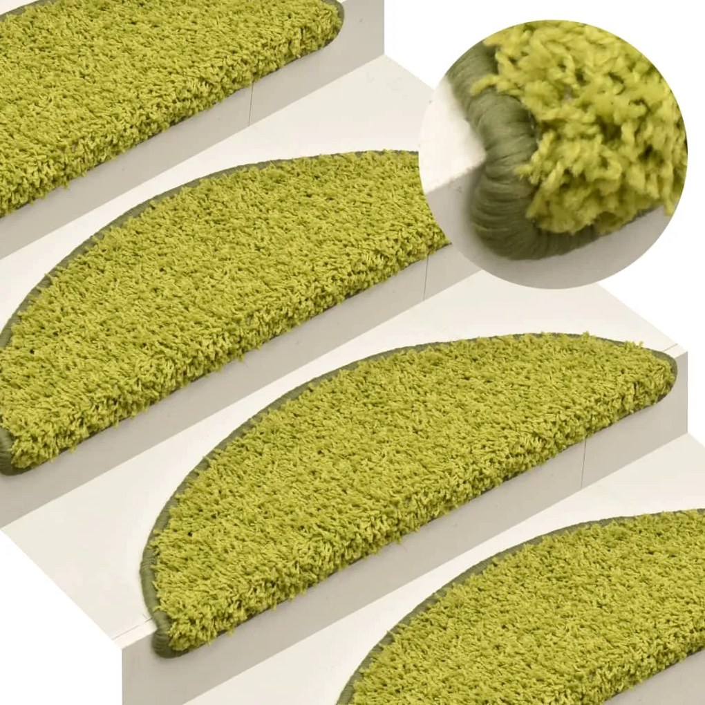 vidaXL Tapete/carpete para degraus 15 pcs 65x21x4 cm verde