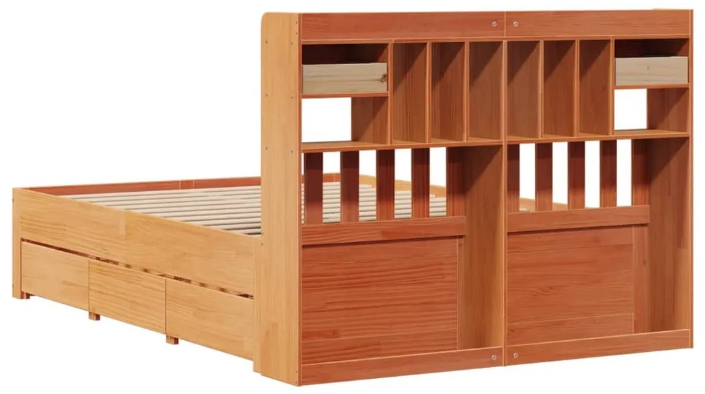 Cama com estante sem colchão 140x200 cm pinho maciço