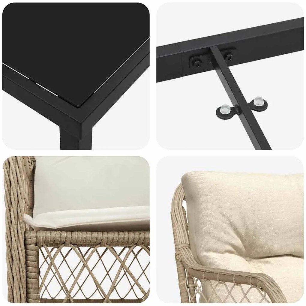 Conjunto de Jantar de Jardim com 5 Peças da , com Almofadas Beiges em