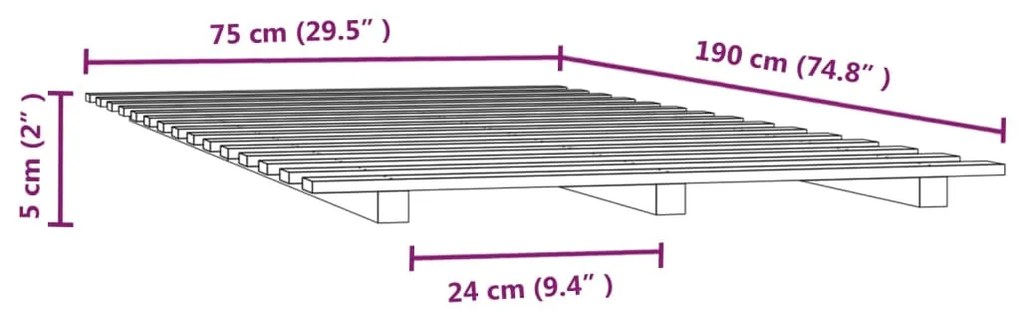 Estrutura de cama 75x190 cm madeira de pinho maciça