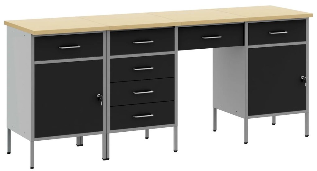 Conjunto de Mesa e Armário de Trabalho VidaXL 4 Peças Preto em Madeira