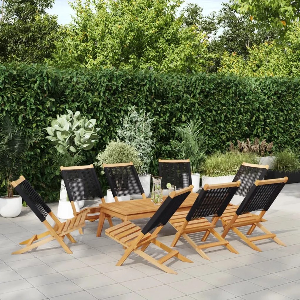 Cadeiras de jardim dobráveis 8 pcs madeira acácia maciça preto